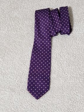 ITALIANISSIMO Purple Geometric Floral Neck Tie | 3"x57"